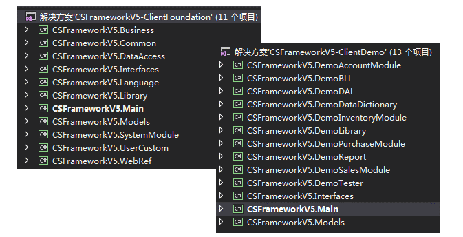 C/S系统开发框架旗舰版V5.1-解决方案和工程项目