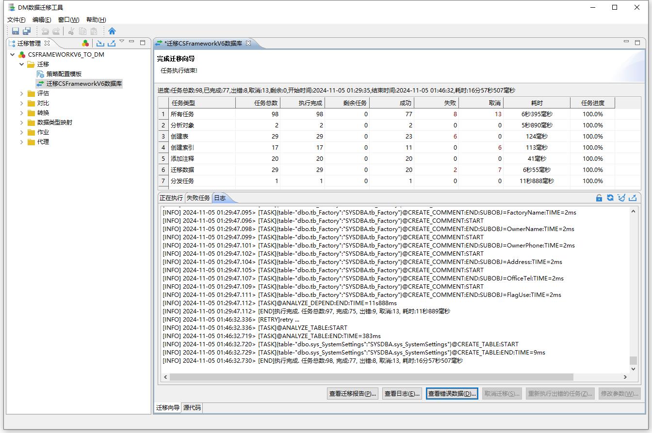 达梦数据库 | 使用DM数据迁移工具迁移CSFrameworkV6数据库|C/S框架网|C/S开发框架